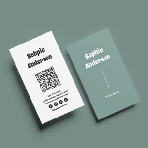 Modern Verticaal ontwerp QR-code en sociale link Visitekaartje