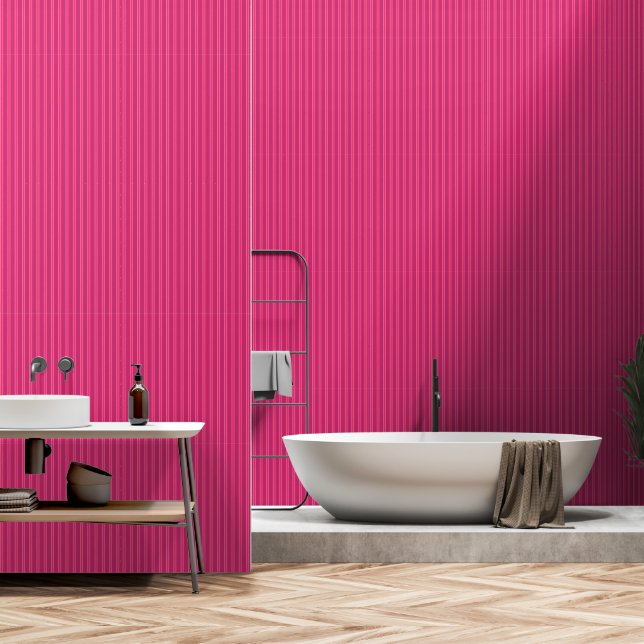 Modern verticaal schokkend roze gestreepte patroon behang (Badkamer)