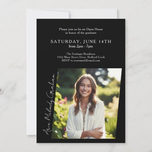 Modern verticaal script foto afstuderen kaart (Achterkant)