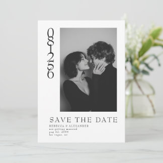 Modern Vertical Date Editorial Photo Wedding Save The Date
