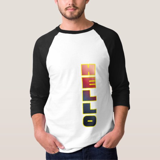 Modern Vertical Hello Graphic T-Shirt (Voorkant)