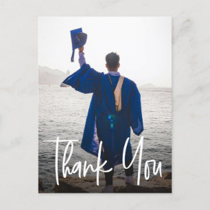 Modern Vertical Photo Afstuderen Custom Bedankt Aankondigingskaart