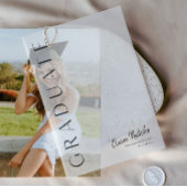 Modern Vertical Photo Afstuderen Vellum Uitnodigingen