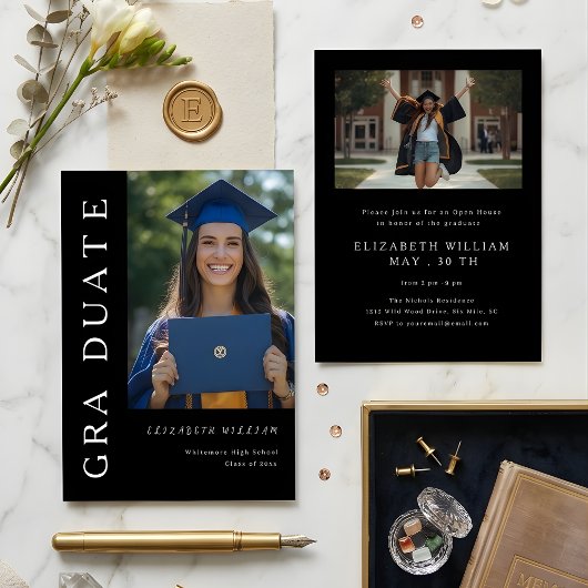 Modern Vertical Photo Graduation Invitation Kaart