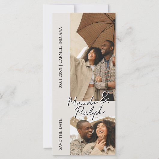 Modern Vertical Photo Strip Wedding Save the Date (Voorkant)