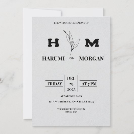Modern Vertical Wedding Invitation (Devant)