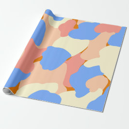 Modern vet Abstract blauw geel roze Sinaasappel Cadeaupapier