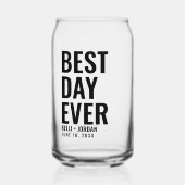 Modern vet beste dag ooit bruiloft blikje glas (Voorkant)