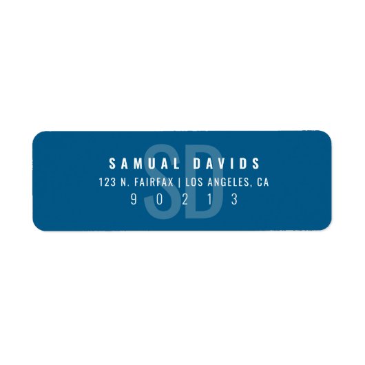 Modern vet blauw grijs retouradres etiket (Voorkant)