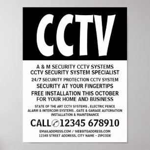 Modern vet, CCTV-beveiliging Adverteren Poster