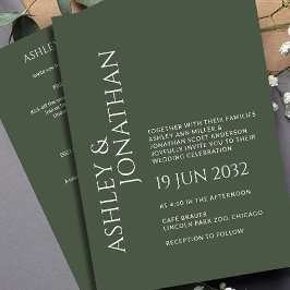 Modern vet en minimalistisch bruiloft alles-in-één kaart