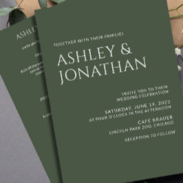 Modern vet en minimalistisch bruiloft alles-in-één kaart