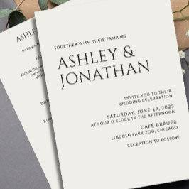 Modern vet en minimalistisch bruiloft alles-in-één kaart