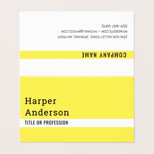 Modern vet geel en wit minimalistisch visitekaartjes (Buitenkant ongevouwen)