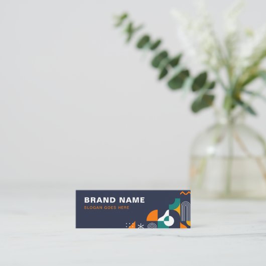 Modern Vet Geometrisch gekleurd, QR-code Mini Visitekaartje (Staand voorkant)