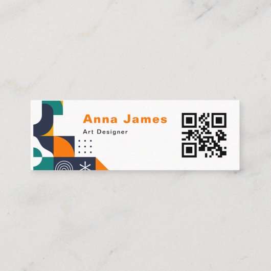 Modern Vet Geometrisch gekleurd, QR-code Mini Visitekaartje (Achterkant)