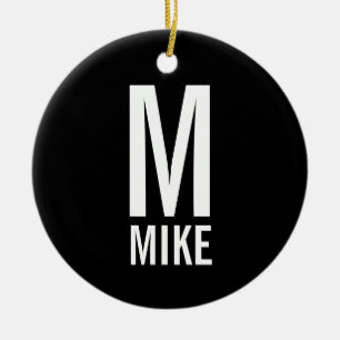 Modern Vet Gepersonaliseerd Monogram en Naam Keramisch Ornament