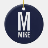 Modern Vet Gepersonaliseerd Monogram en Naam Keramisch Ornament (Achterkant)