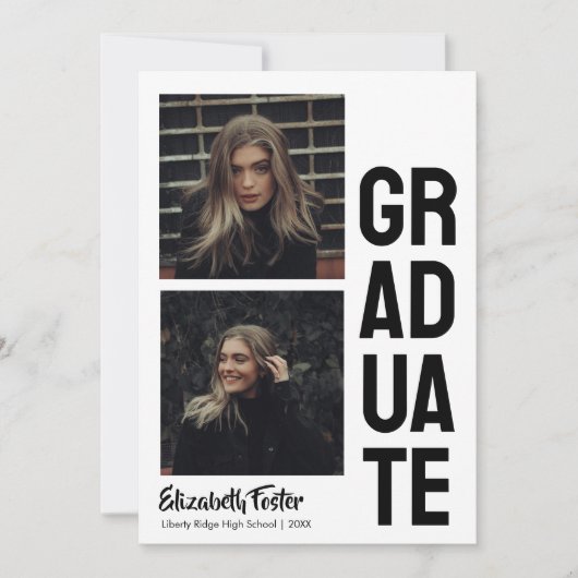 Modern vet lettertype eenvoudig afstuderen Uitnodi Kaart (Voorkant)