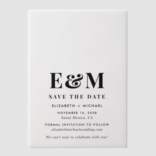 Modern vet monogram Bewaar de datum Vellum Uitnodigingen (Voorkant)