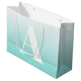 Modern vet monogram   Licht Aqua blauw groen Groot Cadeauzakje