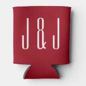 Modern Vet Monogram Rood Wit Bruiloft Blikjeskoeler (Voorkant)