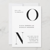 Modern vet monogram typografie bruiloft QR details Kaart (Voorkant)