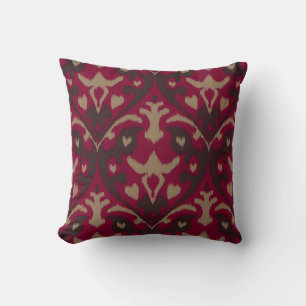 Modern vet rood bruin ikat tribal patroon kussen