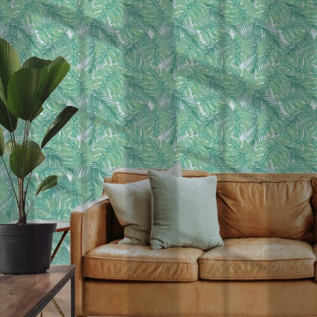 Modern vet tropisch palmbladpatroon behang (Modern Bold Tropical Palm Leaf Pattern Wallpaper from Ricaso. Bring the out door feel to your space)