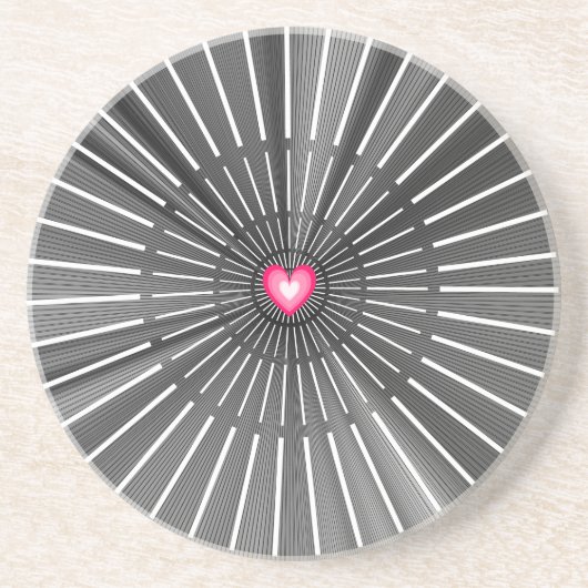 Modern Vet Zwart & Roze HeART Unieke Stijlvolle Ko Zandsteen Onderzetter (Voorkant)