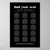 Modern Vet Zwart Wit Bruiloft Zitkaarten Teken Poster (Voorkant)