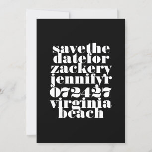 Modern Vet Zwart Wit QR Code Foto Bruiloft Save The Date