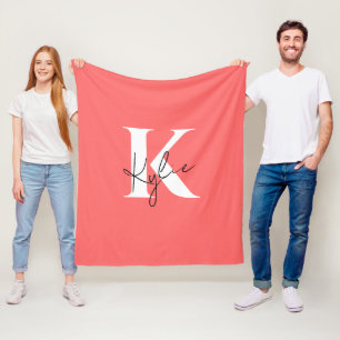 Modern Vibrant Gepersonaliseerde Monogram Naam - Fleece Deken