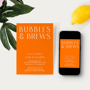 Modern Vibrant Oranje Bubles & Brews Verloving Kaart