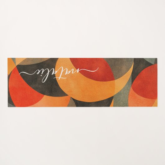 Modern Vibrant Retro Abstract Monogram Yogamat (Achterkant (horizontaal))