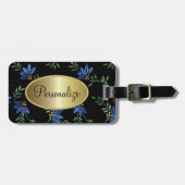 Modern Victoriaans blauw ontwerp Bagagelabel (Voorkant horizontaal)