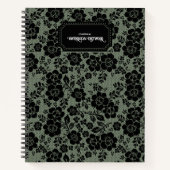 Modern Victorian Black Lace Sage Green Journal (Devant)
