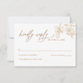Modern Victorian Gold Floral Wedding RSVP Card (Devant)