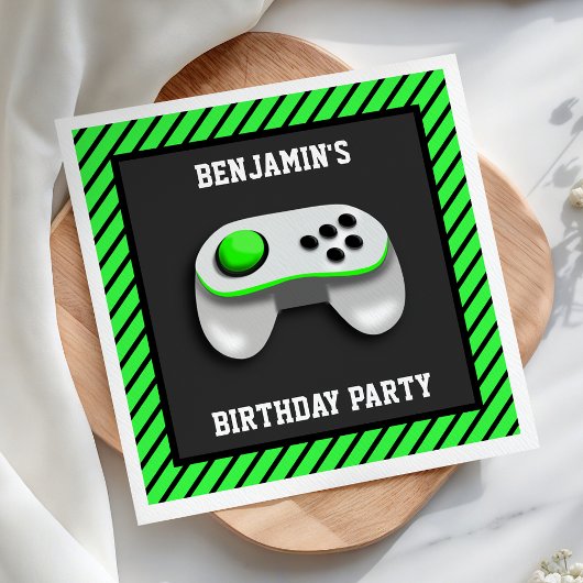 Modern Videospel Verjaardagsfeestdocument Servet