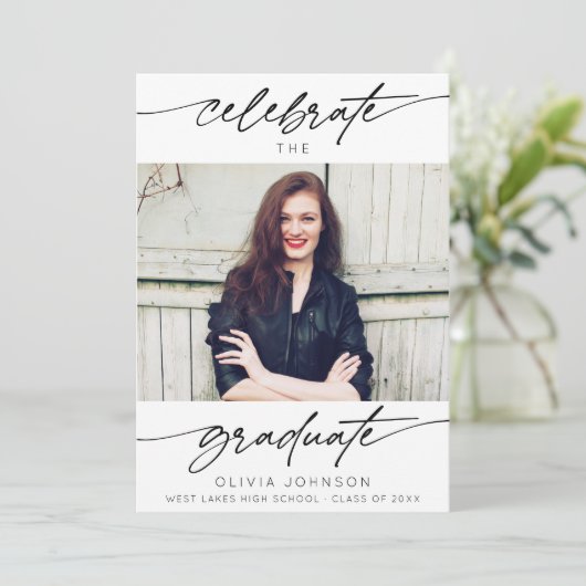 Modern Vier het Afstuderen Foto Afstuderen Kaart (Staand voorkant)