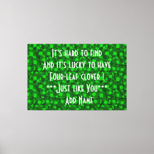 Modern Vier Leaf Clover Floral Canvas Afdruk