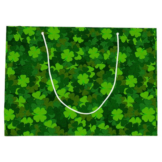 Modern Vier Leaf Clover Floral Groot Cadeauzakje (Achterkant)