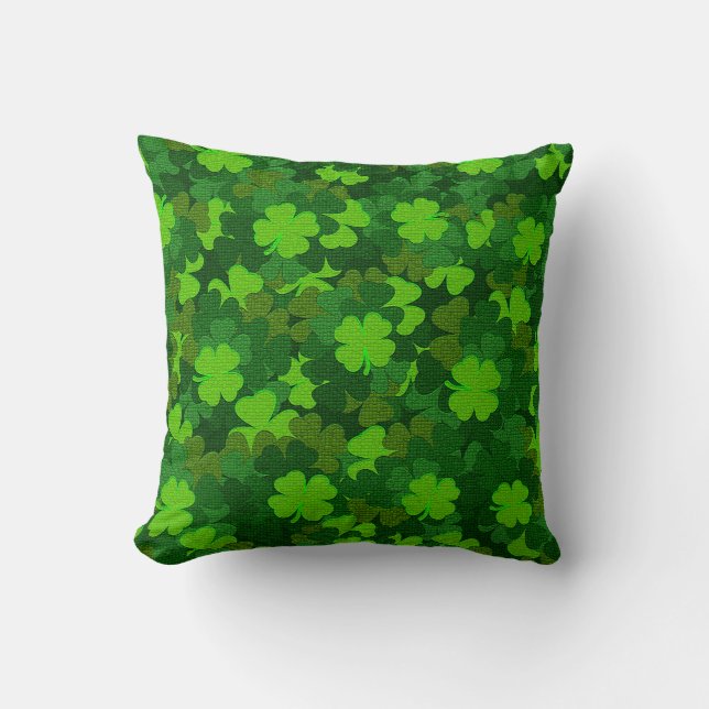 Modern Vier Leaf Clover Floral Kussen (Voorkant)