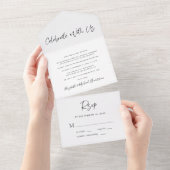 Modern vieren met ons bruiloft receptie all in one uitnodiging (Afscheurbaar)