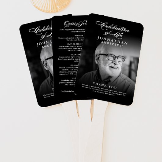 Modern Viering van het Leven Foto Begrafenisprogra Handwaaier