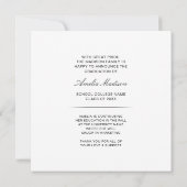 Modern vierkant Minimaal inkt script Afstuderen Fo Aankondiging (Achterkant)