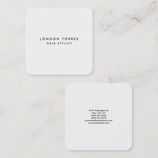 Modern vierkant minimalistisch trendy zwart-wit vierkante visitekaartje (Voorkant / Achterkant)