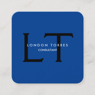 Modern Vierkant Monogram Trendy Blauw Zwart Vierkante Visitekaartje