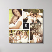 Modern vierkant raster Familiemonogram 4 Foto coll Canvas Afdruk (Voorkant)