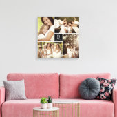 Modern vierkant raster Familiemonogram 4 Foto coll Canvas Afdruk (Insitu (Woonkamer))